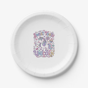 Einhorn Süßer Zahn Einhorn Original Merch Design_ Pappteller