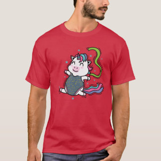 Einhorn tanzendes Fabelwesen Sport Familien-Gif T-Shirt