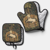 Einhorn-Tapisserien - Klassische Tapisserie Ofenhandschuh & Topflappen-Set (Vorderseite/Rückseite)