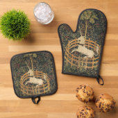 Einhorn-Tapisserien - Klassische Tapisserie Ofenhandschuh & Topflappen-Set (Oben Unten)