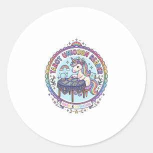 Einhorn Tarot Einhorn Leser Lustiges Shirt Grafik_ Runder Aufkleber