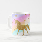 Einhorn Tasse, Rosa & Gold 11oz Klassische Tasse (Vorderseite Links)