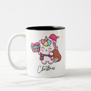 Einhorn-Tassendesign für Weihnachten  Zweifarbige Tasse