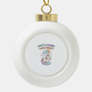 Einhorn Teilweise bewölkt mit magischem trendigem Keramik Kugel-Ornament