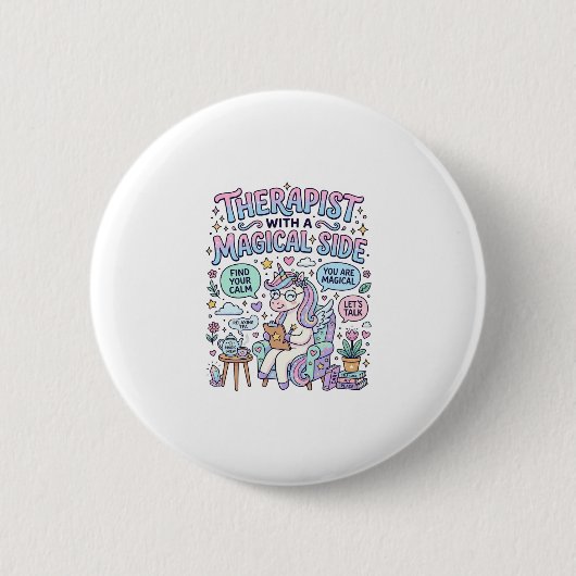Einhorn-Therapeut mit einer magischen Seite Gesche Button (Vorderseite)
