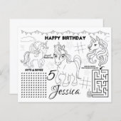 Einhorn-Tischsets, Einhorntäts- und Farbseite (Vorne/Hinten)