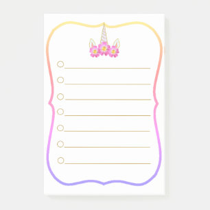 Einhorn To-Do-Liste & Regenbogenrahmen Post-it Klebezettel