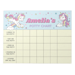 Einhorn-Töpfchen-Diagramm Personalisierter Name &  Notizblock