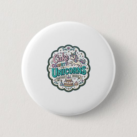Einhorn-Torte Konfetti Einhörner POD Fertig POD Ku Button (Vorderseite)