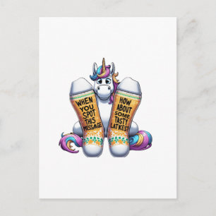 Einhorn trägt Socken Männer Frauen Kinder Teenager Postkarte