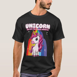 Einhorn tritt in das magische unbekannte Einhorn T-Shirt