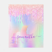 Einhorn-Tropfen Rosa Holografie Fleecedecke (Vorderseite)