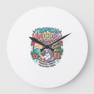 Einhorn Tropical Unicorn Escape POD Bereit POD Kun Große Wanduhr