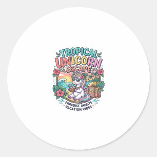 Einhorn Tropical Unicorn Escape POD Bereit POD Kun Runder Aufkleber