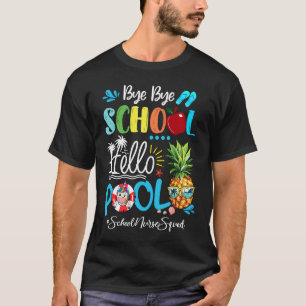 Einhorn Tschüss Schule Hallo Schwimmbad Schulkrank T-Shirt