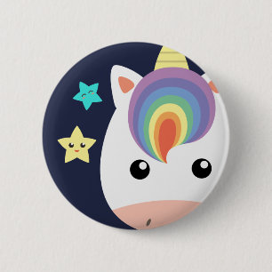 Einhorn u. Sterne Button