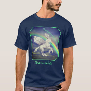 Einhorn über Regenbogen-Träumen Inspirierend T-Shirt