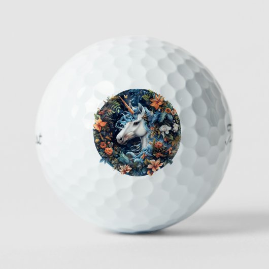 Einhorn und Blume Fantasy Design Golfball (Vorderseite)