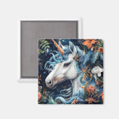 Einhorn und Blume Fantasy Design Magnet (Vorderseite/Rückseite)