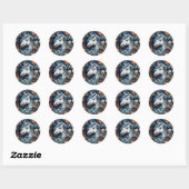 Einhorn und Blume Fantasy Design Runder Aufkleber (Blatt)