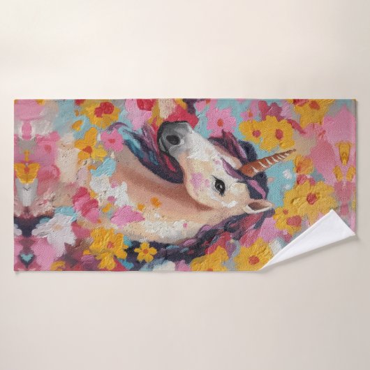 Einhorn und Blume Handtuch für Mädchen Badehandtuch (Badehandtuch)