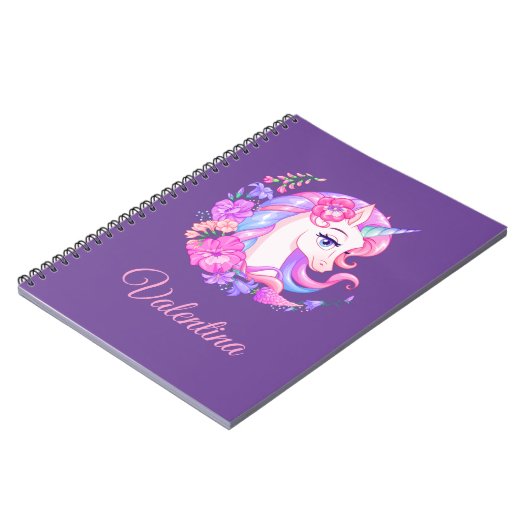 Einhorn und Blume Personalisiertes SpiralNotebook Notizblock (Linke Seite)