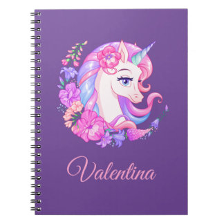 Einhorn und Blume Personalisiertes SpiralNotebook Notizblock