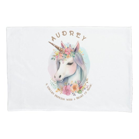 Einhorn und Blumenkranz Kissenbezug (Vorderseite)