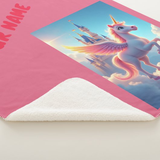 Einhorn und Burg in rosa personalisiert und Foto Sherpadecke (3/4)