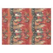 EINHORN UND DAME PLAYING ORGAN, TIERE rotes Grün Tischdecke (Vorderseite (Horizontal))