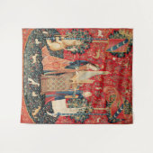 EINHORN UND DAME PLAYING ORGAN WITH ANIMALS WANDTEPPICH (Vorderseite (Horizontal))