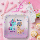 Einhorn und Dino Joint Kids Party Paper Plate Pappteller (Party)