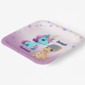 Einhorn und Dino Joint Kids Party Paper Plate Pappteller (Gewinkelt)