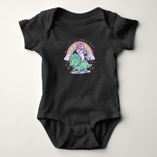 Einhorn und Dino Party Freunde Magischer Geburts Baby Strampler