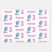 Einhorn und Dinosaurier Joint Kids Party Custom Geschenkpapier Set (Vorderseite 2)