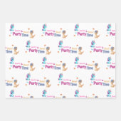 Einhorn und Dinosaurier Joint Kids Party Custom Geschenkpapier Set (Vorderseite)