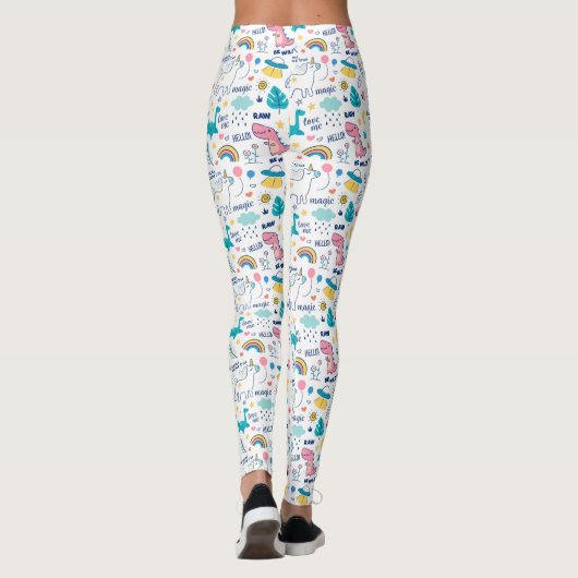 Einhorn und Dinosaurier Leggings (Rückseite)