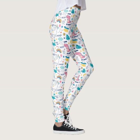 Einhorn und Dinosaurier Leggings (Rechts)