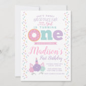 Einhorn und Donut 1. Geburtstag Einladung (Vorderseite)