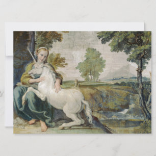 Einhorn und eine junge Frau (von Domenichino) Karte