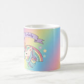 Einhorn und Funkelnd Regenbogen-Individuelle Name Kaffeetasse (VorderseiteRechts)