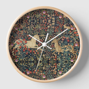 EINHORN UND HIRSCH,BLUMEN,WALDTIERE  Floral Uhr