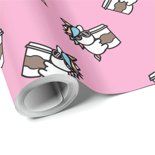 Einhorn und Kaffeepapier Geschenkpapier (Rolleneckpunkt)