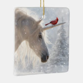 Einhorn und Kardinal Fantasy Schöne Weihnachten Keramikornament (Rechts)