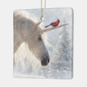 Einhorn und Kardinal Fantasy Schöne Weihnachten Keramikornament (Links)