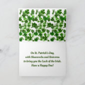 Einhorn und Kleeblatt-Urlaubskarte Feiertagskarte (Innenseite)