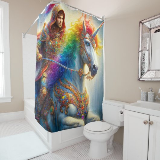 Einhorn und Krieger Duschvorhang (Beispiel)