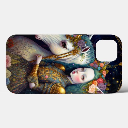 Einhorn und Lady Fantasy Art Case-Mate iPhone Hülle (Rückseite (Horizontal))
