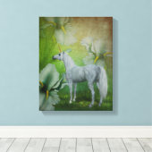 Einhorn und Lilies Fantasy Horst Art Leinwanddruck (Insitu (Holzboden))