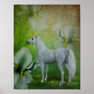 Einhorn und Lilies Fantasy Horst Art Poster